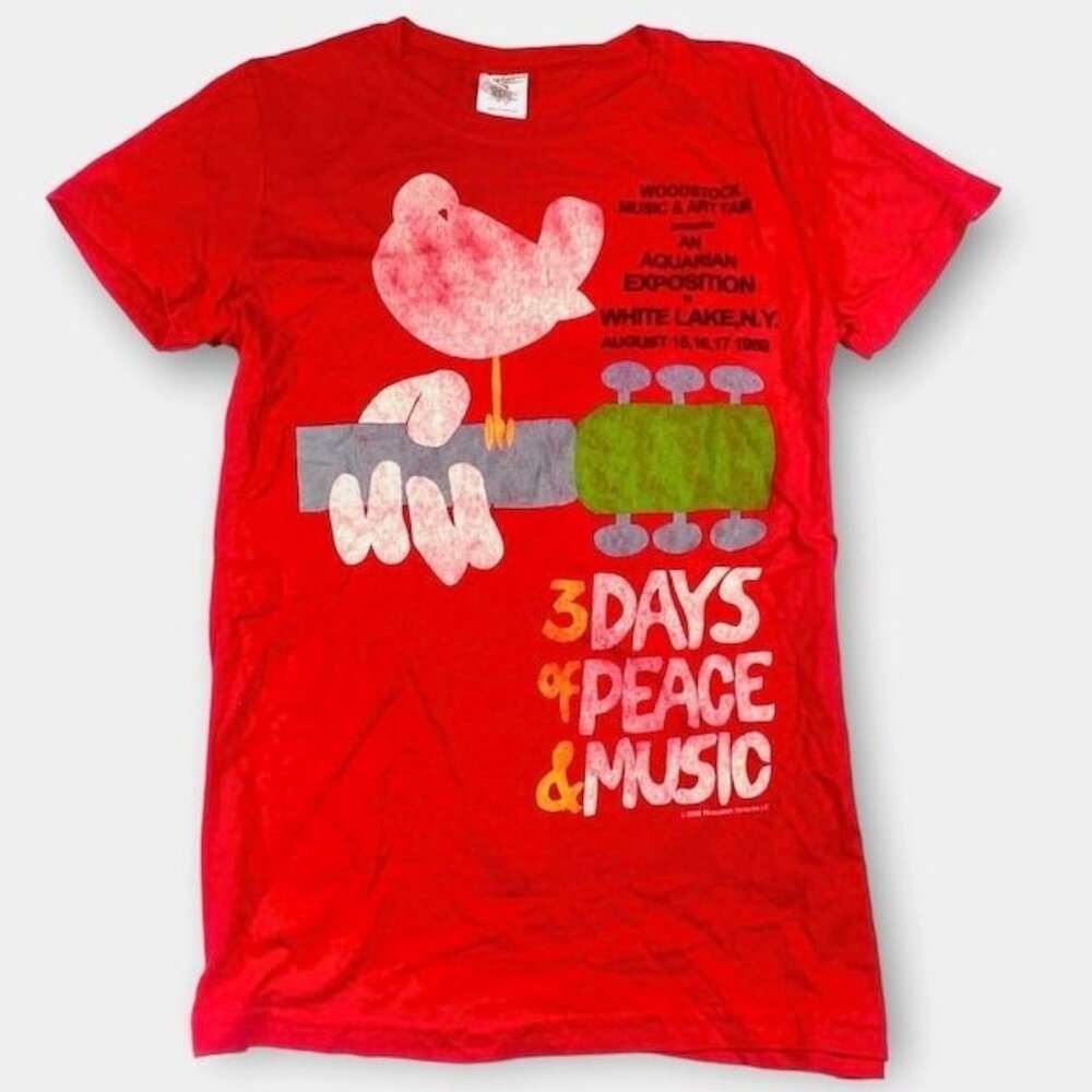NWOT Woodstock - 3 Days of Peace and Music '69 Tee Shirt Red Size X- Large - Picture 1 of 3